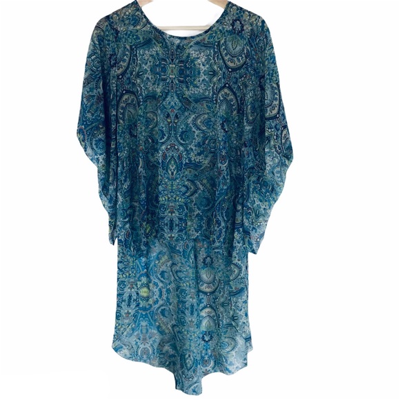 Ivy Jane | Hi-Lo Paisley Sheer Top | Sz M - Picture 1 of 7